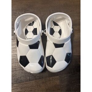 CROCS Kids Soccer Slippers - Black and White